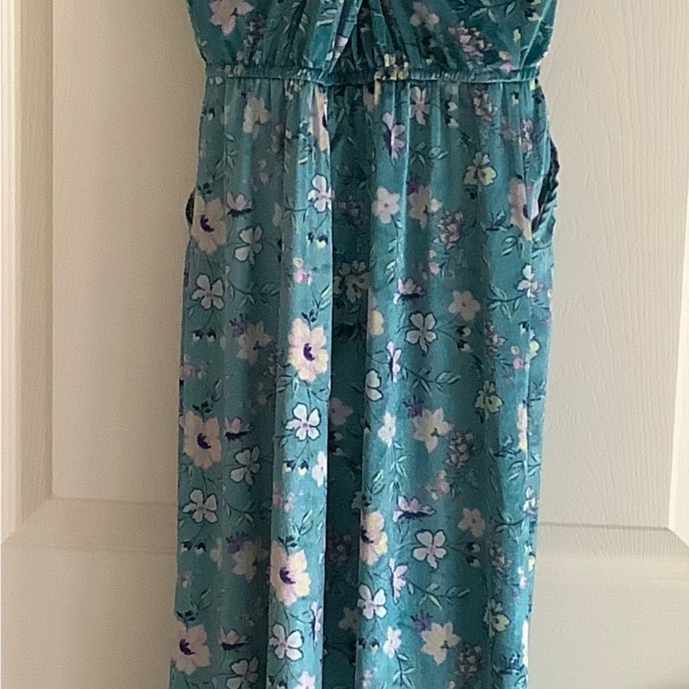Justice Floral Blue Velvet Jumpsuit - Picture 8 of 12